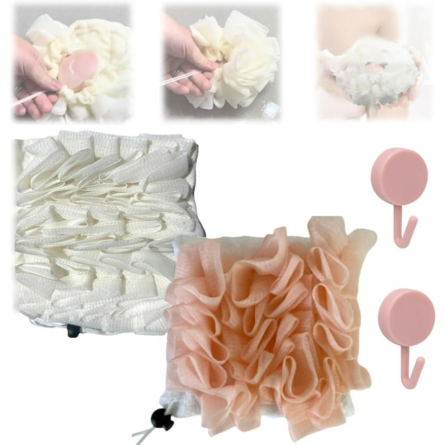 The Leeffa esponja suave y toallita, esponja de baño 2 en 1, toalla de baño con cordón, esponja de ducha para el cuerpo (mezcla de 2 unidades)