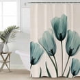 thumbnail image 6 of Shower Curtains Turquoise Tulip Bath Curtain Retro Plant Floral Waterproof Bathroom Shower Curtain Set with Hooks Decoration 36 x 72 Inches, 6 of 7