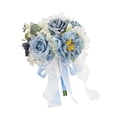 thumbnail image 3 of Ramo de novia para novia, ramo de novia con cintas, elegantes flores artificiales. Azul Blanco, 3 of 9