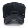 thumbnail image 4 of ZJXFGS Cadet Hat Military Hats For Men Unisex Cadet Cap Washed Cotton Vintage Corps Hat Flat Top Cap For Men Women Military Cap Black A, 4 of 7