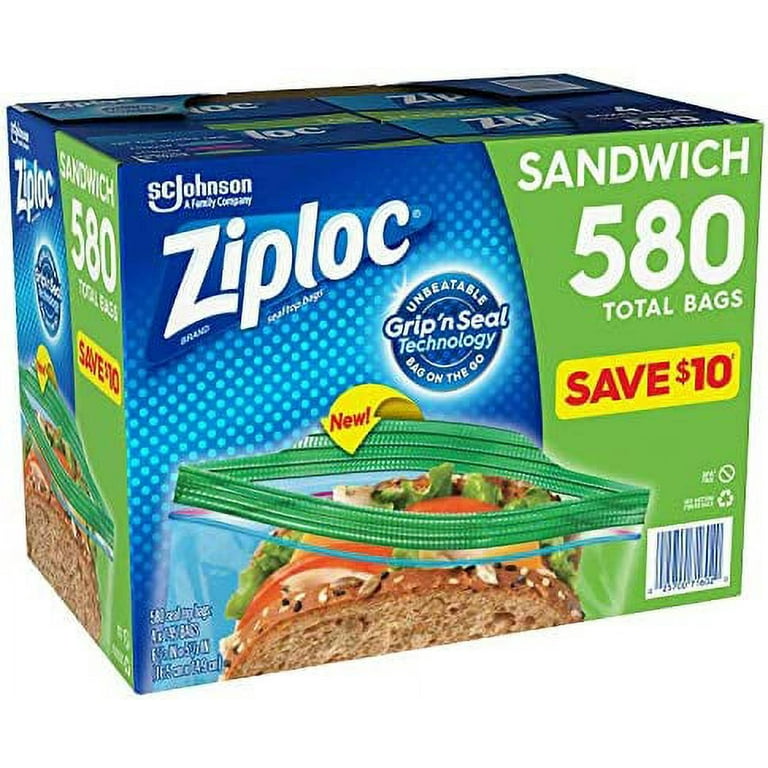 580 Ziploc Easy Open Tabs Sandwich Bags 145 Count Pack of 4 Grip-n