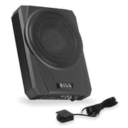 BOSS Audio Systems BASS10 10 inch Powered Under Seat Car Subwoofer and Amp Wiring Kit Package - 1000 Watts Max, 8 Gauge Wiring Kit, Remote Subwoofer Control, Sold Individually