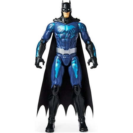 DC Comics Batman 12-inch Bat-Tech Batman Action Figure (Black/Blue Suit), Kids Toys for Boys Aged 3 and up Batman Blue Circus