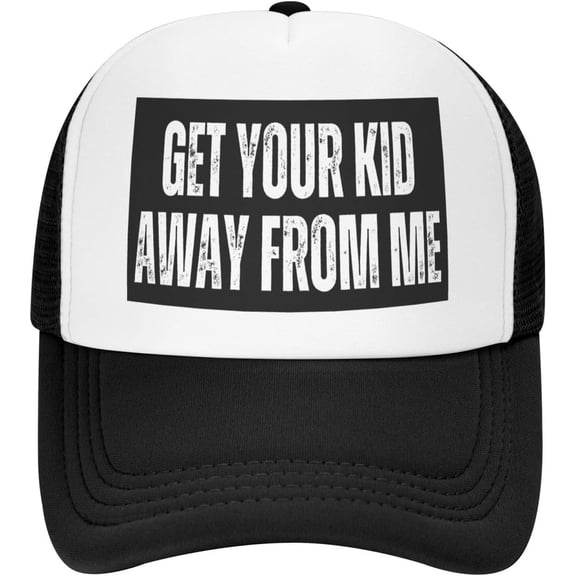 Get Your-Kid-Away from Me Mesh Hat for Men Women Baseball Cap Trucker Hat Black