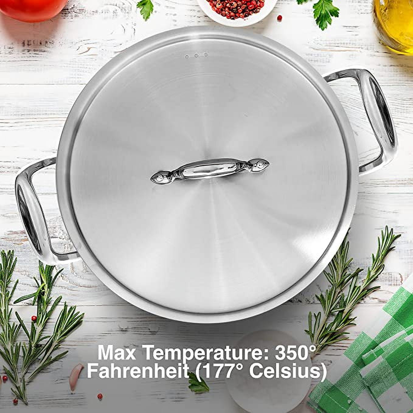 NutriChef Lid for 14/16-Quart Stockpot - Stainless Steel Kitchen Cookware Cover with Handle