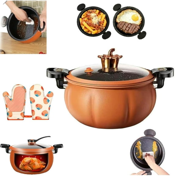 Multifunctional Large Capacity Non-Stick Pressure Cooker,Large Pressure Cooker,8Qt Micro PressureCooker,Transparent Glass Cover, Anti-Scalding Handle for Family Meals,For Slow Cook, Sear & Saute