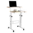 thumbnail image 2 of Mind Reader Standing Desk, Adjustable Height Laptop Workstation, Portable Rolling Desk on Wheels, Two-Tier Metal Frame, White, 2 of 9