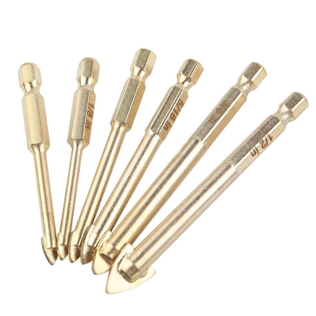 Juego De 6 Uds De Brocas Triangulares De Aleación De 4-12Mm Con Vástago De 6,35Mm, Juego De Brocas Para Hormigón Para Azulejos De Vidrio, Hormigón, Cemento, Ladrillo, Madera Y Plástico Advancent TO002477-00