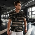 thumbnail image 3 of Wukai American Flag with Desert Camouflage Print Men's Short-Sleeved Mesh T-Shirt,Quick-Dry Short Sleeve Workout T-Shirt-X-Small, 3 of 8