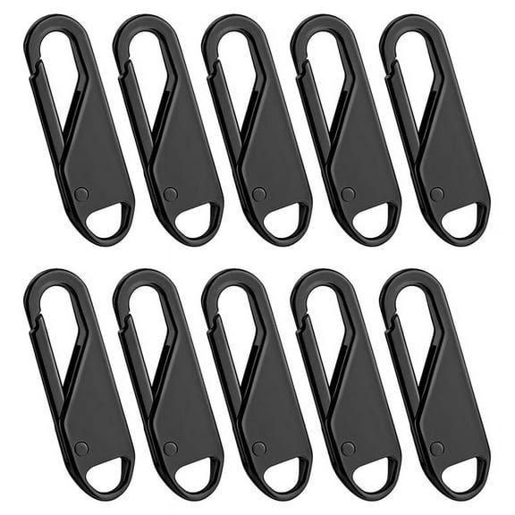 10 Pcs Zipper Pull Replacement Zipper Repair Kit Zipper Pull Tab Universal Zipper Fixer Metal Zipper (Black)