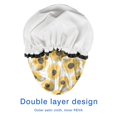 thumbnail image 4 of Shower Caps,White Yellow Sunflower Pattern Waterproof Shower Cap for Women 4 Pieces,Double Reusable Hair Cover for Shower PEVA Elastic Stretch Hem, 4 of 7