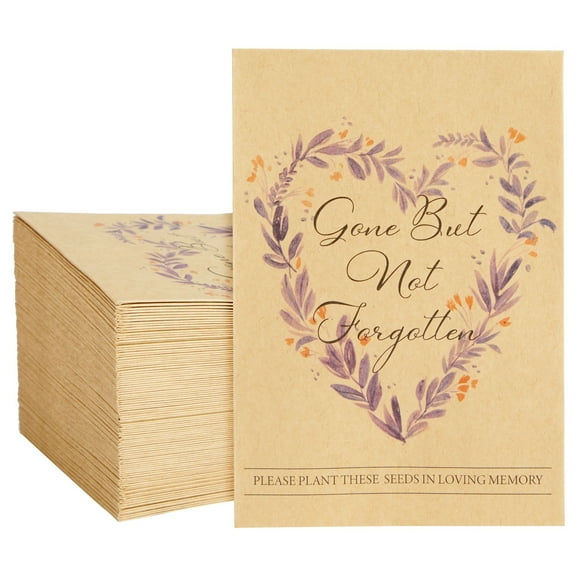 Pipilo Press Seed Envelopes for Memorial Service - 3.5 x 5 in, Brown Craft Paper, Pack of 100 - Flower Seed Packets for Celebration of Life & Memorial Coin Envelopes - In Loving Memory Heart Design