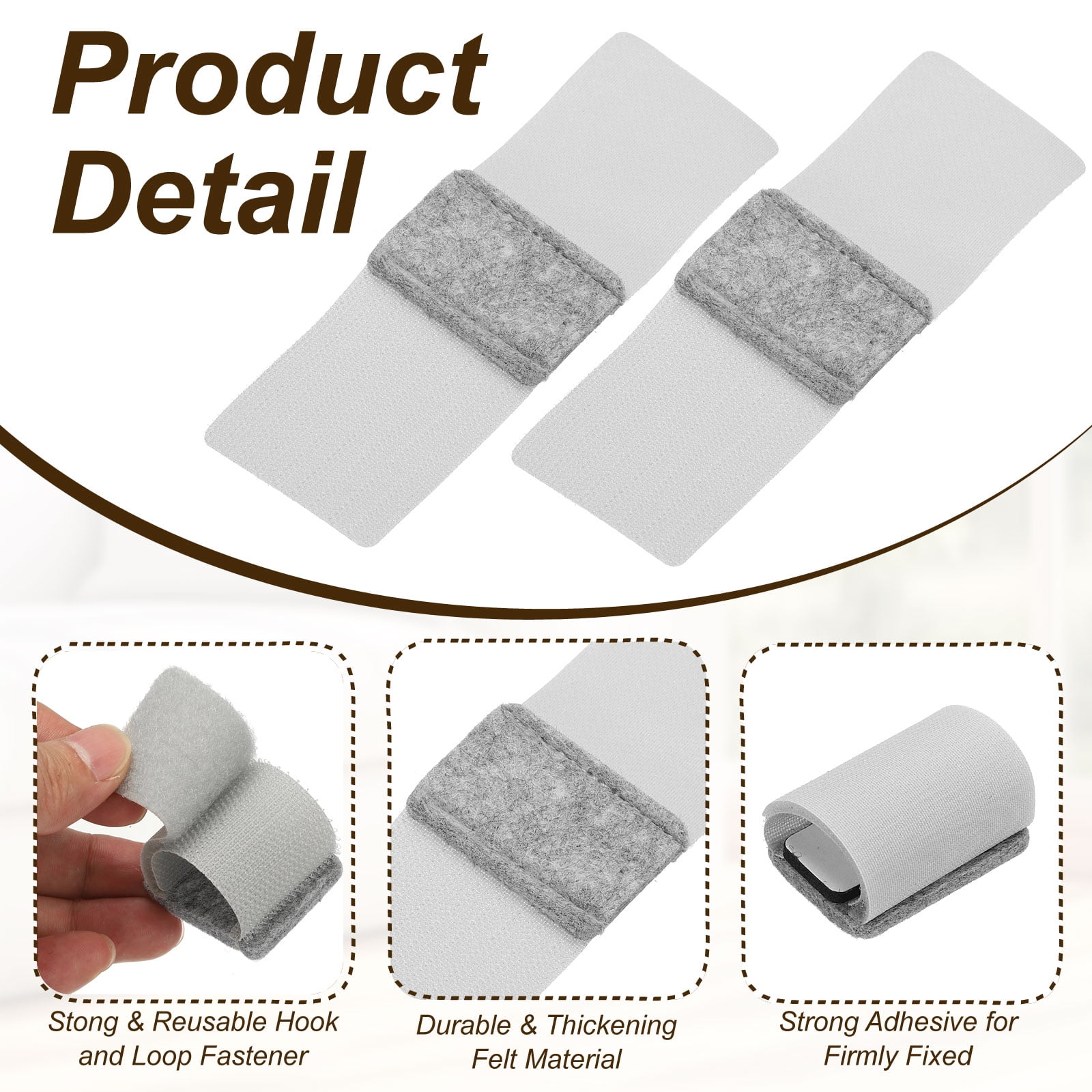 Uxcell 24Pcs Wrap-Around Felt Furniture Pads, 5.7 x 2" Chair Leg Floor Protectors with Grey Hook and Loop Fastener Bar Stool Glides Chair Bottom Protector for Hardwood Floors, Grey