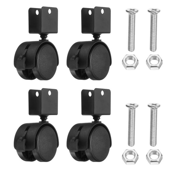 Uxcell 2" Swivel Caster with 0.79" U Bracket, 4 Pack 360° Rotation Nylon Wheel with Brake Locking Caster for Furniture Legs