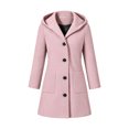 thumbnail image 2 of Girls Hooded Wool Blend Coat Mid-Length, Long Sleeve Single Breasted Fall Winter Peacoat Trench Jacket with Pockets, Purple 5-6 Years, 2 of 6