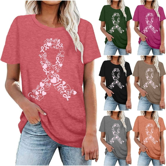 Fesfesfes Tops for Leggings for Women's Casual Letter Print Pullover Short Sleeve T-Shirt Tops Shirt Womens T Shirts Short Sleeve 8(L)