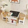 thumbnail image 1 of ChaoLink Juego de mesa y sillas para niños, mesa de actividad de madera 4 en 1 con 2 sillas, cajón de almacenamiento y tablero desmontable para dibujo, lectura, manualidades y arte, 1 of 7
