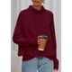 thumbnail image 5 of Suéter PRETTYGARDEN Cuello Alto Manga Murciélago Vino Tinto XL, 5 of 8