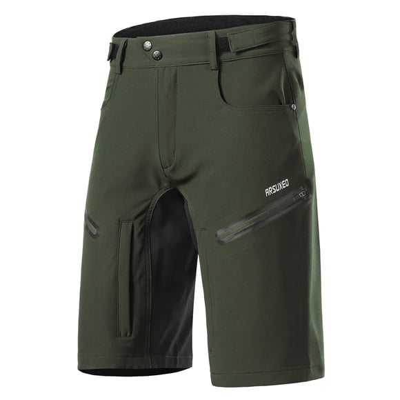Arsuxeo Shorts de Cyclisme en Polyester Respirant pour Extérieur, Vélo de Montagne, Course et Camping - Vert Armée, Taille m (EU)