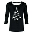 thumbnail image 4 of Womens Christmas Tops Shirts 3/4 Sleeve Christmas Tree Crewneck Santa Xmas Tees Blouses, 4 of 4