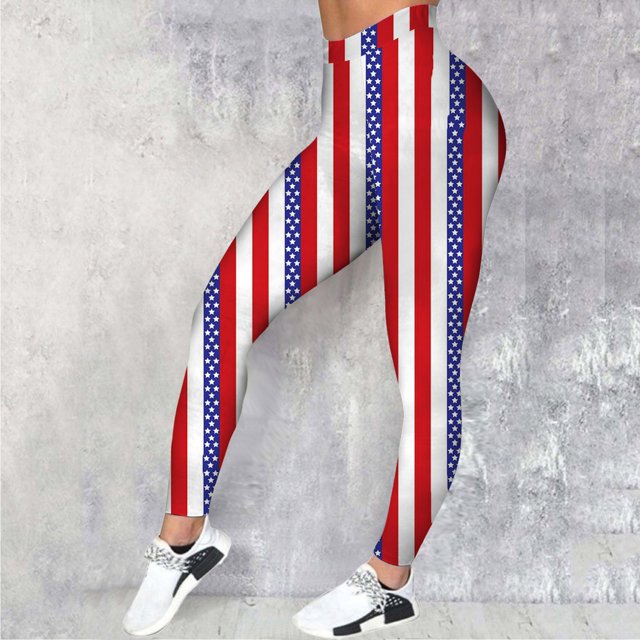 MKLEKYY Leggings deportivos push up para mujer, leggings estampados del Día de la Independencia para mujer, leggings de ejercicio físico, pantalones de yoga