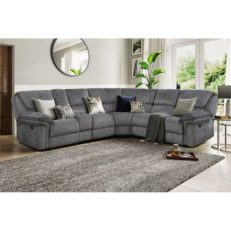 Fabric reclining sectional with chaise outlet