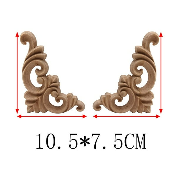 New Onlay Wood Applique Wood Craft Wood Decal Wood Carving Door, Natural Exquisite Flower Wood