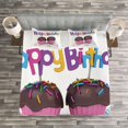 thumbnail image 3 of Ambesonne Birthday Quilted Bedspread Set 3 Pcs, Chocolate Cupcakes, Queen Size, Multicolor, 3 of 3