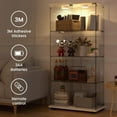 thumbnail image 5 of Display Cabinet with Light, Glass Door and Lock, 4-Shelf Fast Installation in 30Mins Curio Cabinet with 5mm Tempered Glass Floor Standing Bookshelf for Bedroom, Living Room, 65'' x32'' x14'', White, 5 of 7