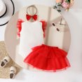 thumbnail image 5 of Utlike Girls Clothing Set Ruffles Ribbed Romper Bodysuits Skirts Headbands Set Sweet Girl Skin Friendly Outfits Size 3 Months-6 Months, 5 of 5