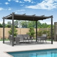 thumbnail image 3 of PURPLE LEAF Pergola 11' X 13' Outdoor Retractable Pergola with Sun Shade Canopy Patio Metal Grape Trellis Pergola Grill Shelter Pergola for Porch Garden Yard, Gray, 3 of 12