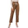 thumbnail image 1 of Asyoly Women's Pants High Waisted Corduroy Pants for Women Casual Drawstring Straight Leg Pants Trousers with Pockets, 1 of 7