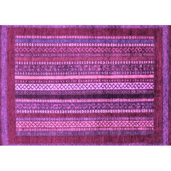 Ahgly Company Indoor Rectangle Abstract Purple Modern Area Rugs, 7' x 10'