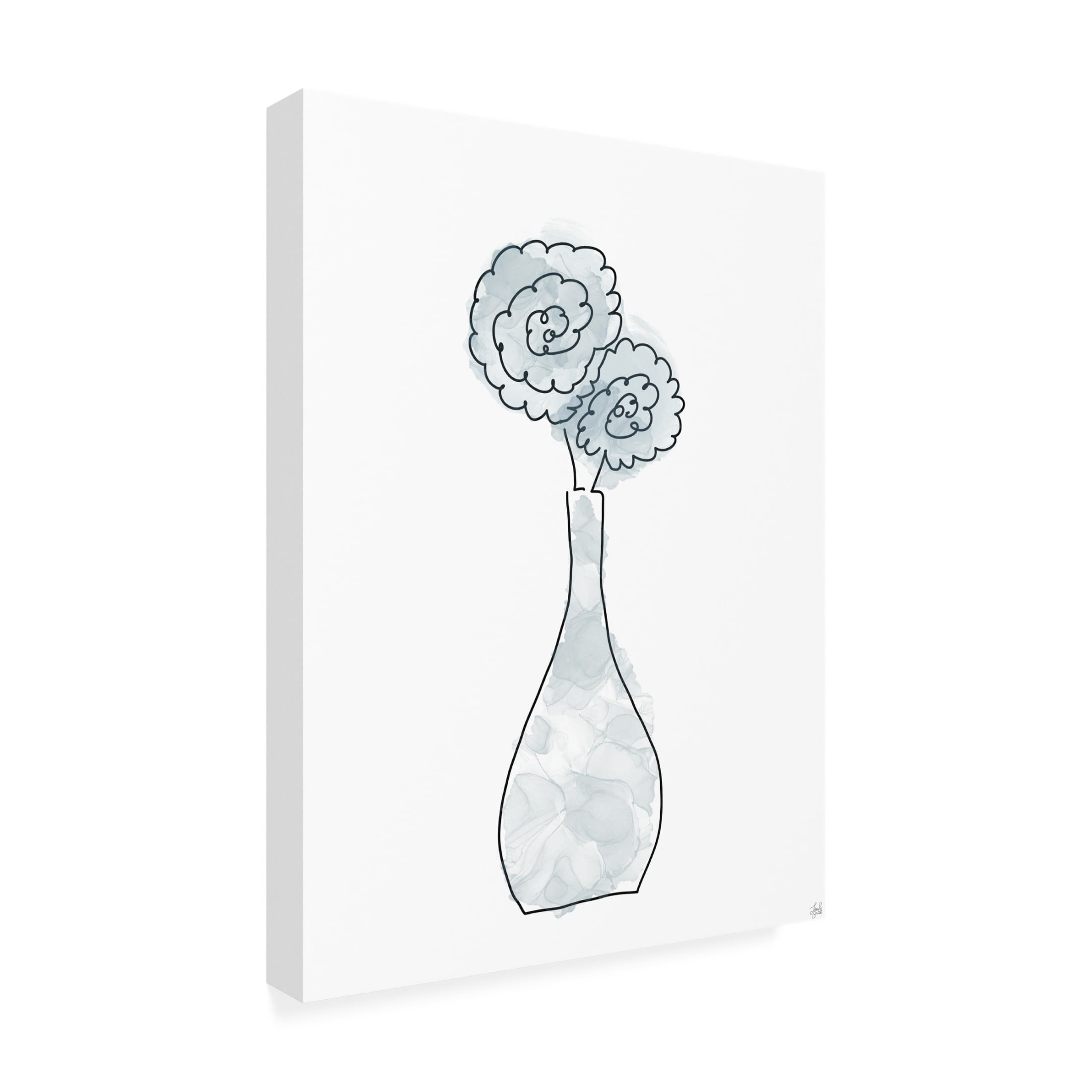 Canvas Wall Art - Line and Brush 'Floral Glass Bunch 1' Wall Art for Living Room, Bedroom, or Office Décor by Trademark Fine Art - 14 x 19 Inches