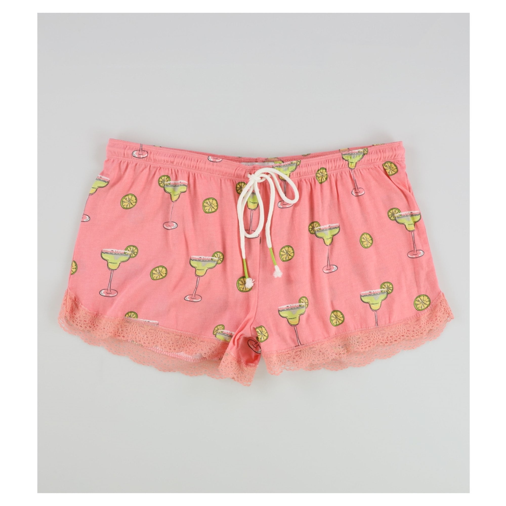 P.J. Salvage Womens Lemon Margarita Pajama Shorts, Pink, Medium