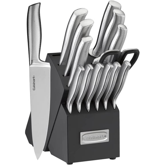Cuisinart 15-Piece German Stainless Steel Knife Block Set, Ergonomic Hollow Handles