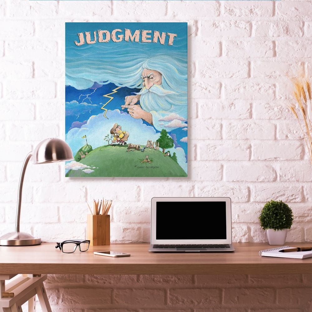Judgement Funny Golf Cartoon Sports Design Super Oversized Stretched Canvas Wall Art by Gary Patterson