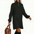 thumbnail image 4 of Fznquz Robe Noire pour Femme en Tricot à Manches Longues Robe Chandail de Printemps Demi-Glissière Décontractée 2026 Robe pour Femmes, 4 of 5