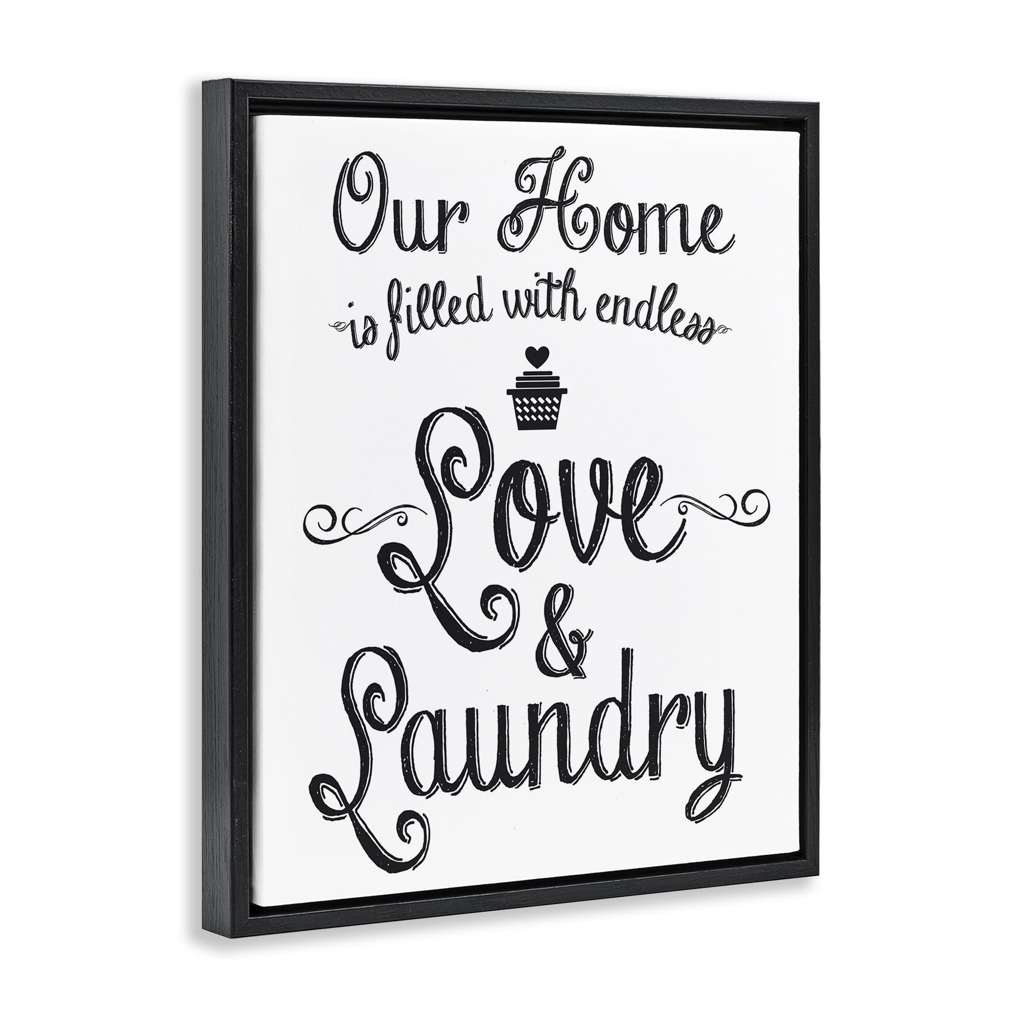 Stupell Industries Endless Love & Laundry Typography Painting Black Floater Framed Art Print Wall Art, 17 x 21