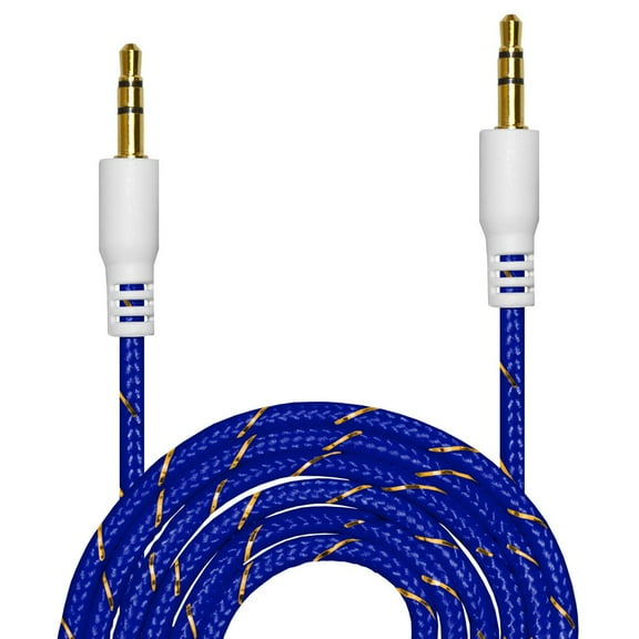 3 x Premium 3.5mm Nylon Tangle Free Auxiliary Aux 3 Feet Male to Male Stereo Audio Cable for Headphones, iPods, iPhones, iPads, Home / Car Stereos and More - Blue
