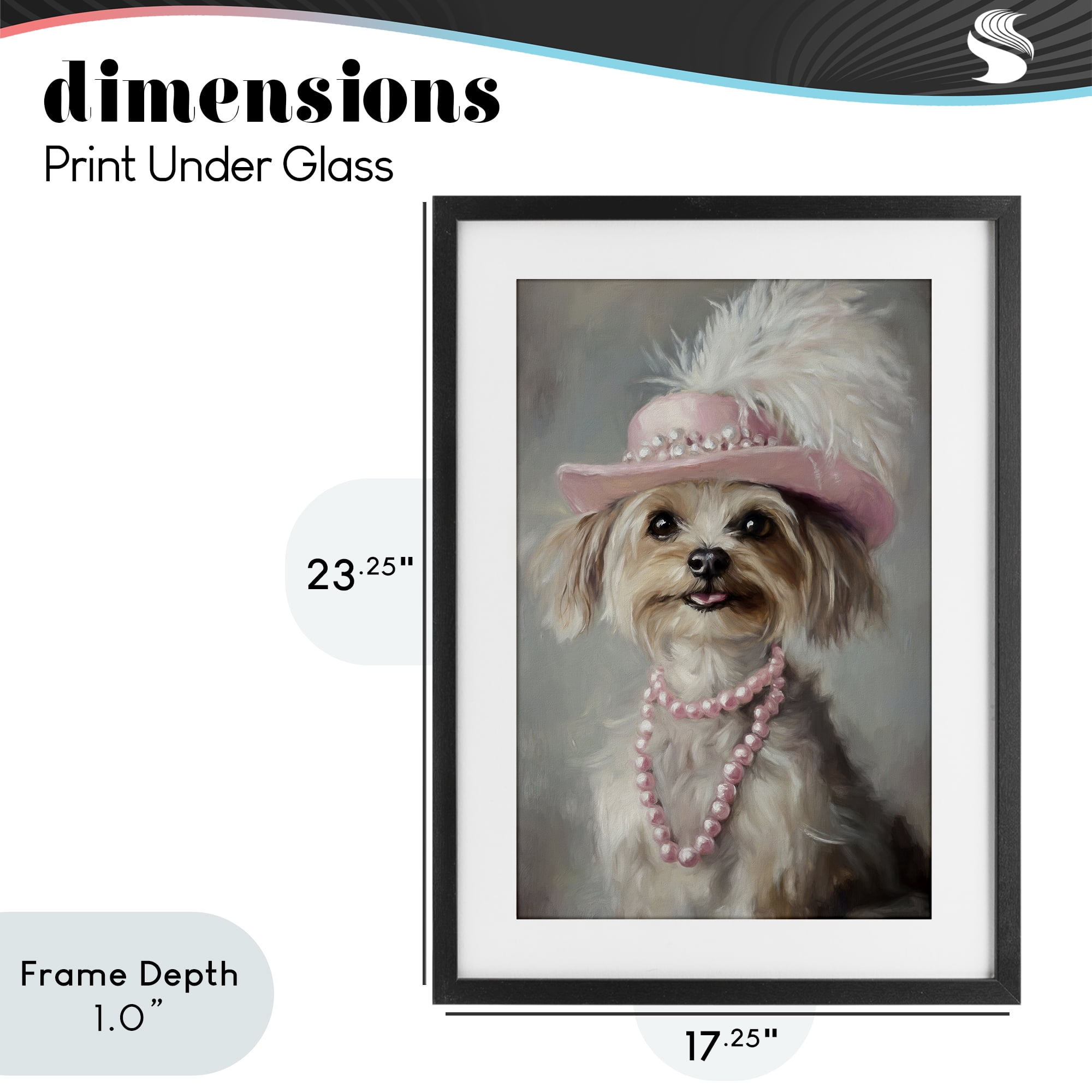 Stupell Industries Lady Yorkie Portrait Black Framed Print Under Glass, design by Tina LeCour