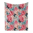 thumbnail image 1 of Butterfly Soft Flannel Fleece Throw Blanket, Peony Roses Butterflies Romantic Graphic Print Retro Style Floral Design Print, Cozy Plush for Indoor and Outdoor Use, 50" x 60", Multicolor, by Ambesonne, 1 of 6