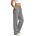 thumbnail image 3 of Diufon Womens Wide Leg Sweatpants High Waisted Drawstring Travel Pants Soft Comfy Loose Joggers with Pockets, 3 of 9
