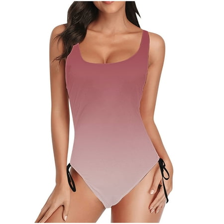 TrendVibe365 Swimsuit One Piece Women Modest Red Thong Solid Swimwear Beachwear L