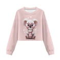 thumbnail image 4 of COEQINE Girls Crop Tops Long Sleeve Sweatshirt for Fall, Soft Everyday Crewneck Pullover Loose Fit T-Shirts for 7-8 Years Teen Kids, Koala Heart Pink, 4 of 7