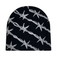 thumbnail image 4 of XIAOCHA Bold‑Print Beanie for Women，Jacquard Knit Fall‑Winter Outdoor Skullcap,Grey, 4 of 4