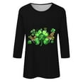 thumbnail image 4 of Cavosen St.Patrick's Day 3/4 Sleeve Tops for Women Trendy Festival Shamrock Green Print Tops Pullover Round Neck Holiday Shirts Irish Vacation Stylish Blouse Loose Tshirts L, 4 of 4