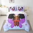 thumbnail image 2 of jejeloiu Cartoon Black Princess 7-Piece Twin Bedding Sets,Chic Wings Crown Bedding Comforter Set,Black Blue Purple Sheet Sets For Girls Kids,Ultra Soft Home Decor Reversible, 2 of 8