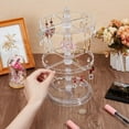 thumbnail image 2 of 2 Tiers Rotating Earring Holder Organizer Jewelry Holder Display Adjustable Plastic Earring Display Stand Clear Earring Tree Storage Tower Rack for Women, 2 of 5