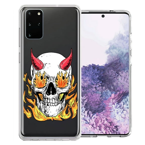 MUNDAZE For Samsung Galaxy S20 Flamming Devil Skull Design Double Layer Phone Case Cover